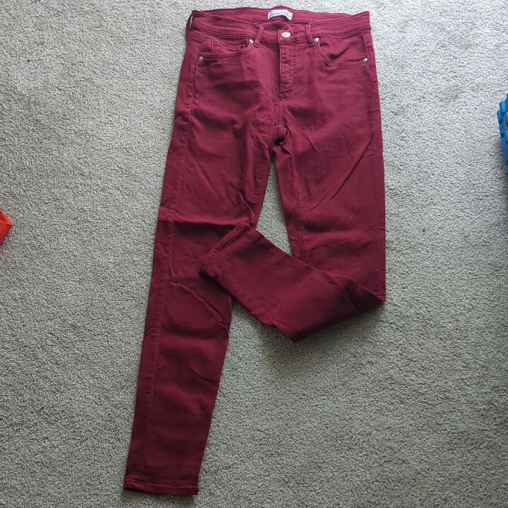 LOFT Women's Red Jeans